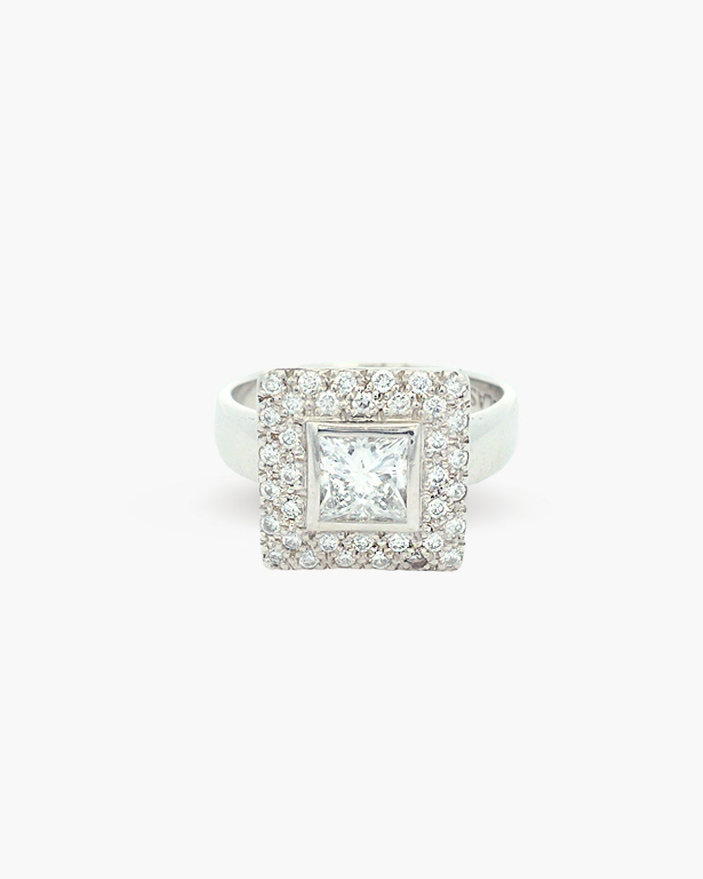 Princess Cut Diamond Ring with Pave Band