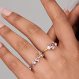 Padparadscha Sapphire & Lab Grown Diamond Trilogy Ring