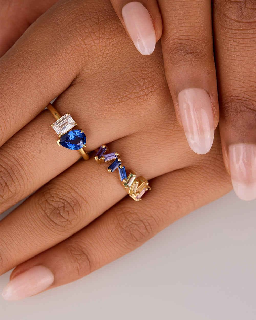 Ceylon Sapphire & Lab Grown Diamond Toi et Moi Ring