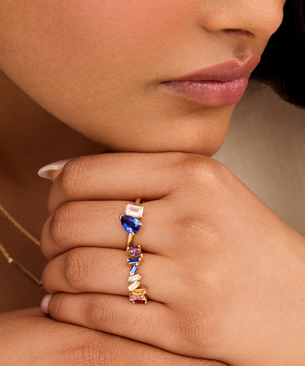 Ceylon Sapphire & Lab Grown Diamond Toi et Moi Ring