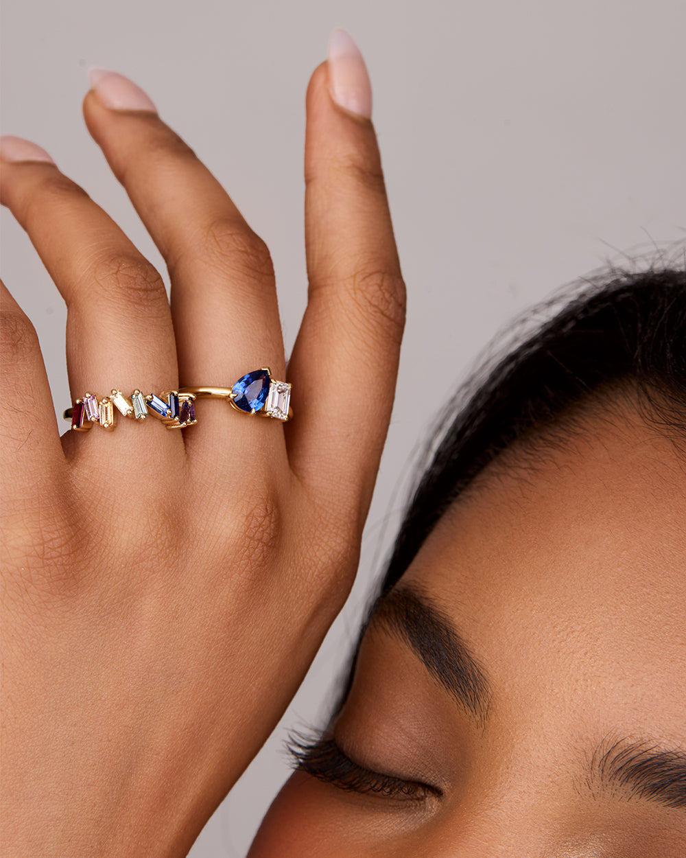 Ceylon Sapphire & Lab Grown Diamond Toi et Moi Ring