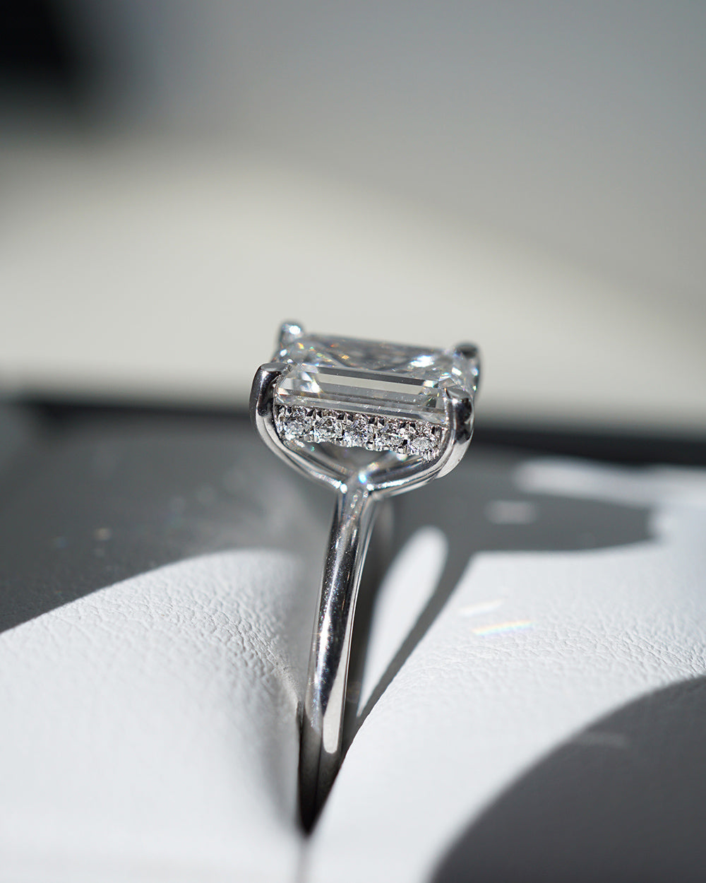 Tayla 2.19ct Emerald Diamond Hidden Halo Engagement Ring