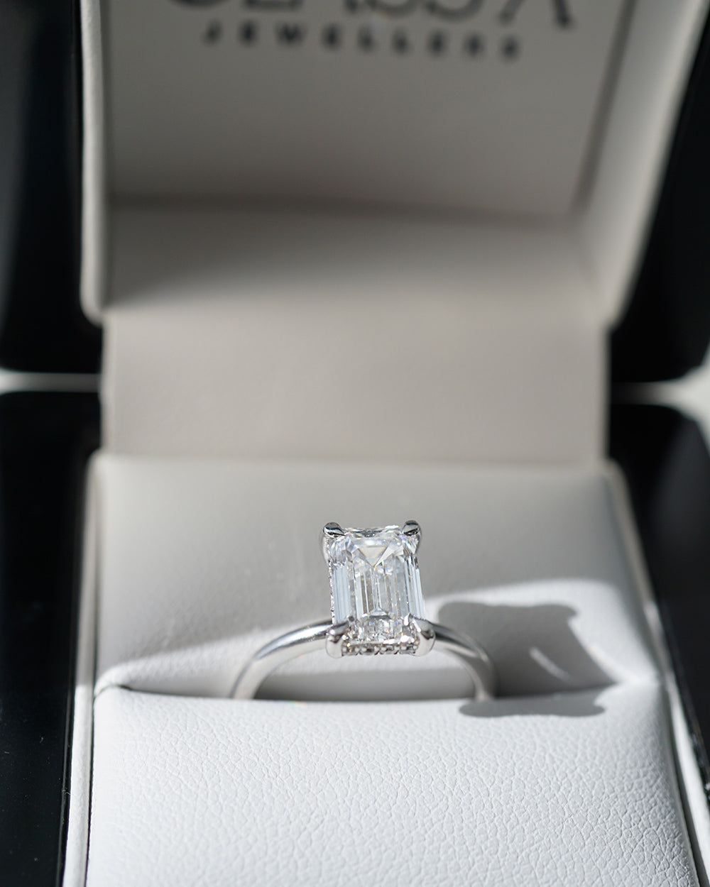 Tayla 2.19ct Emerald Diamond Hidden Halo Engagement Ring