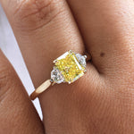 Radiant 1.59ct Yellow Diamond Trilogy Engagement Ring