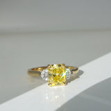 Radiant 1.59ct Yellow Diamond Trilogy Engagement Ring
