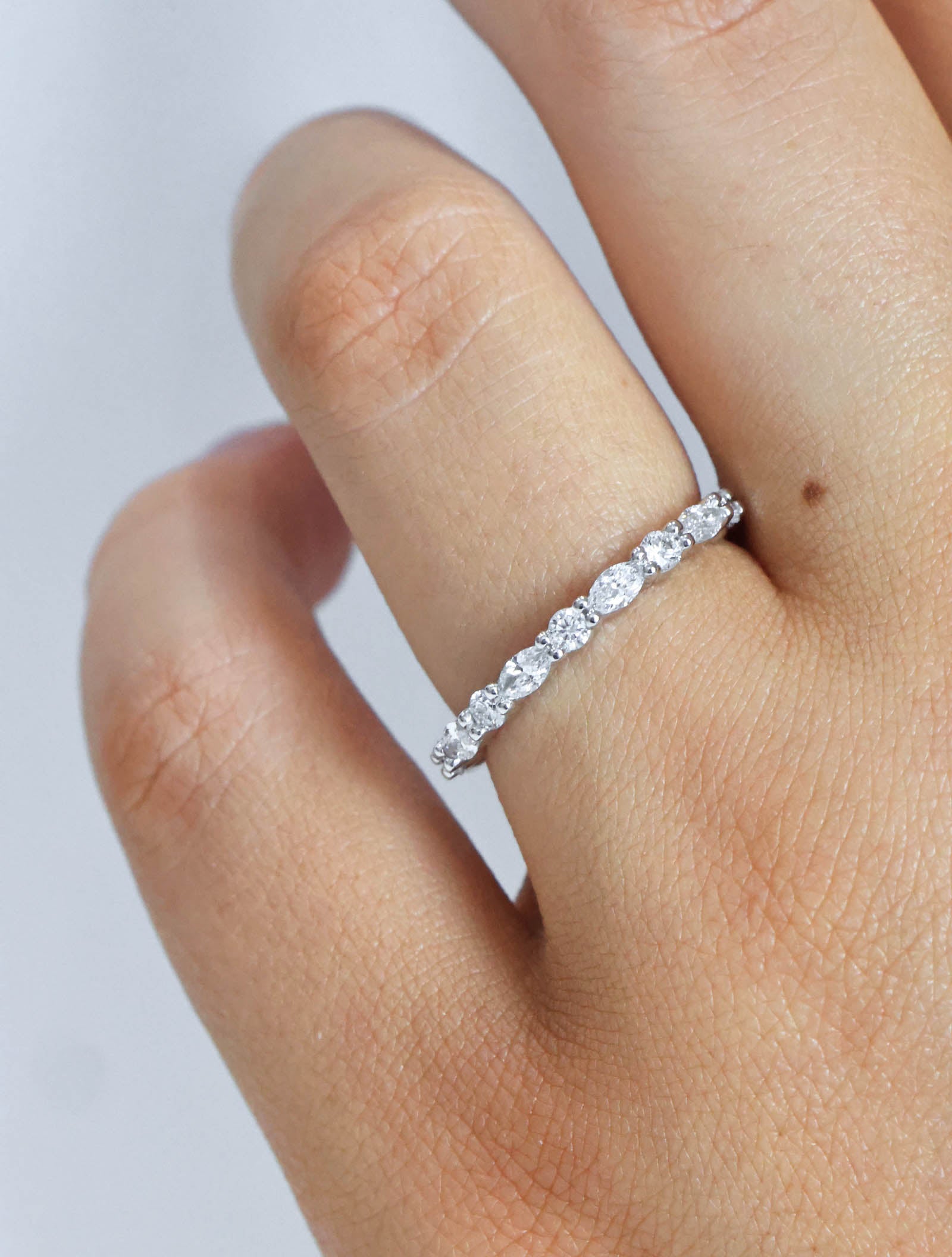 Eloise Round and Marquise Diamond Band White Gold