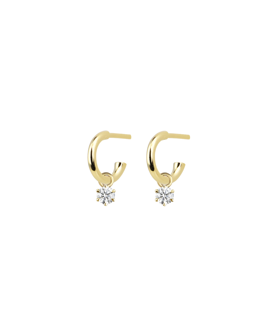 Round Diamond Charmed Hoop Earrings