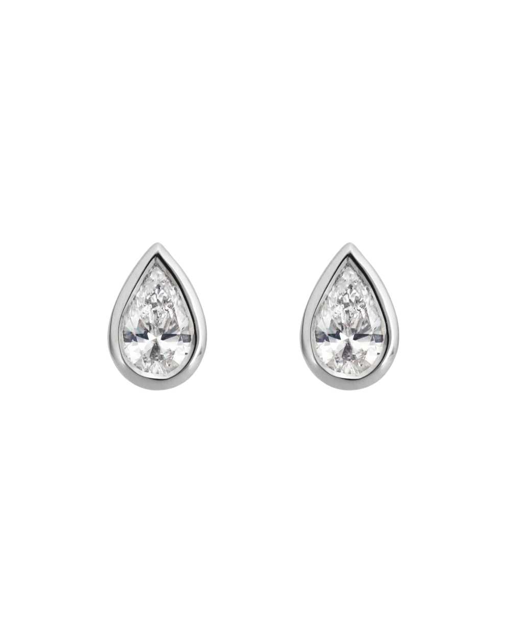 WG Pear Diamond Earrings - Bezel