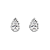 WG Pear Diamond Earrings - Bezel