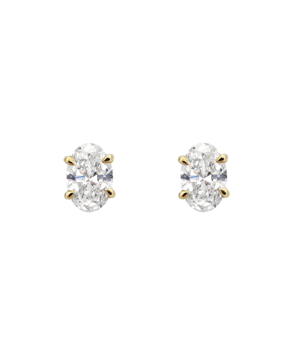 Oval Diamond Earrings - Claw