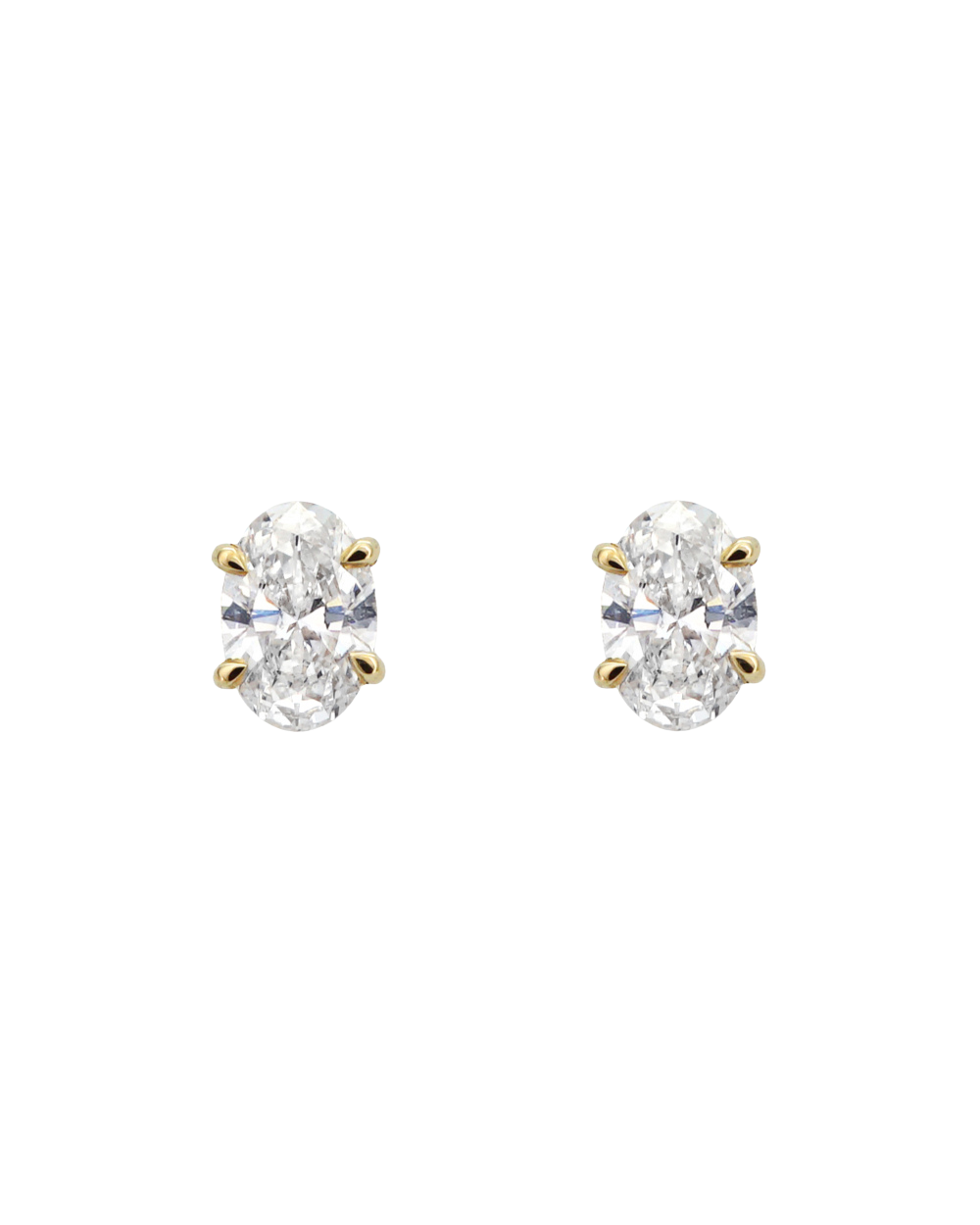 Oval Diamond Earrings - Claw
