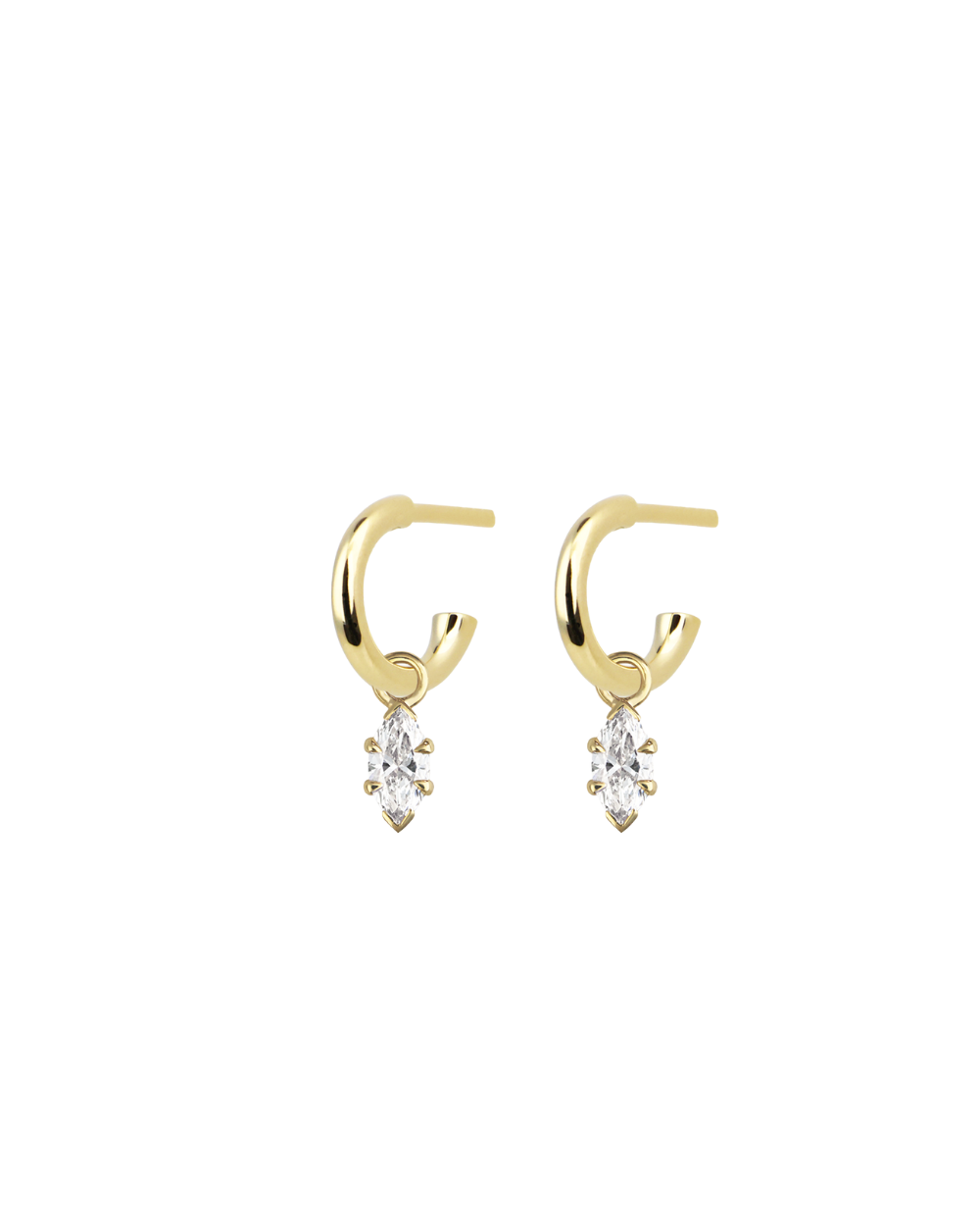 Marquise Diamond Charmed Hoop Earrings