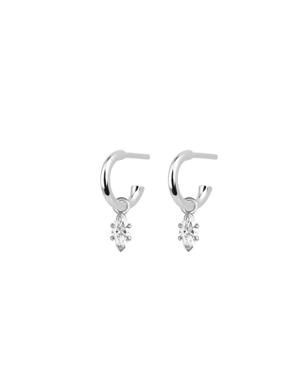 Marquise Diamond Charmed Hoop Earrings