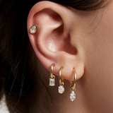 Marquise Diamond Charmed Hoop Earrings