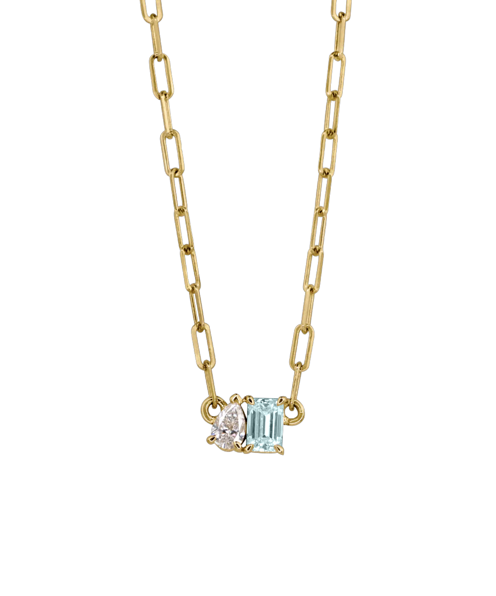 Bridget Aquamarine Toi et Moi Necklace