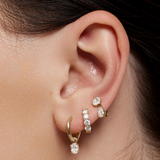 Oval Diamond Charmed Hoop Earrings