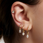Emerald Diamond Charmed Hoop Earrings