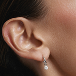 Round Diamond Charmed Hoop Earrings