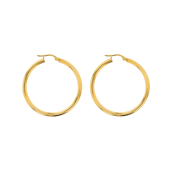 9ct Yellow Gold Plain Hoop Earrings - 30mm