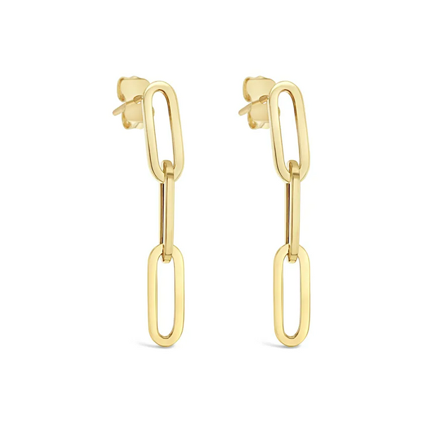 9ct Yellow Gold Small Paperclip Link Drop Earrings