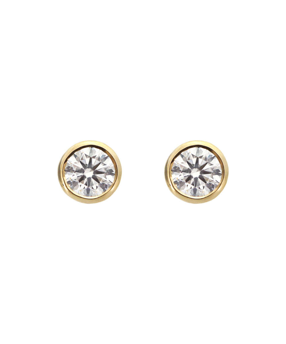 Round Diamond Earrings - Bezel