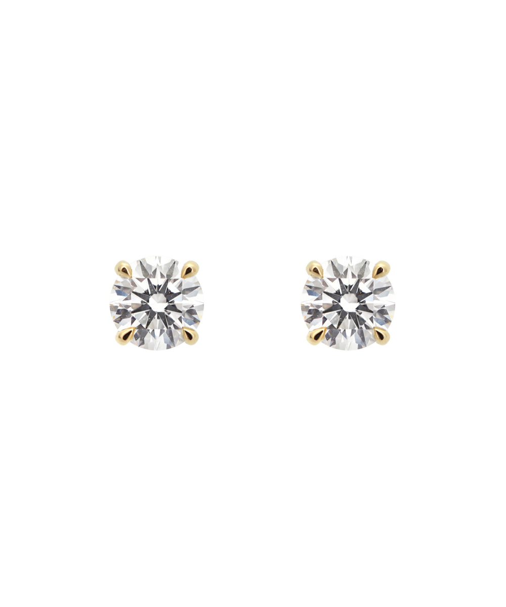 Round Diamond Earrings - Claw