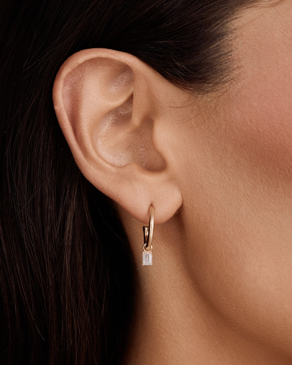 Emerald Diamond Charmed Hoop Earrings