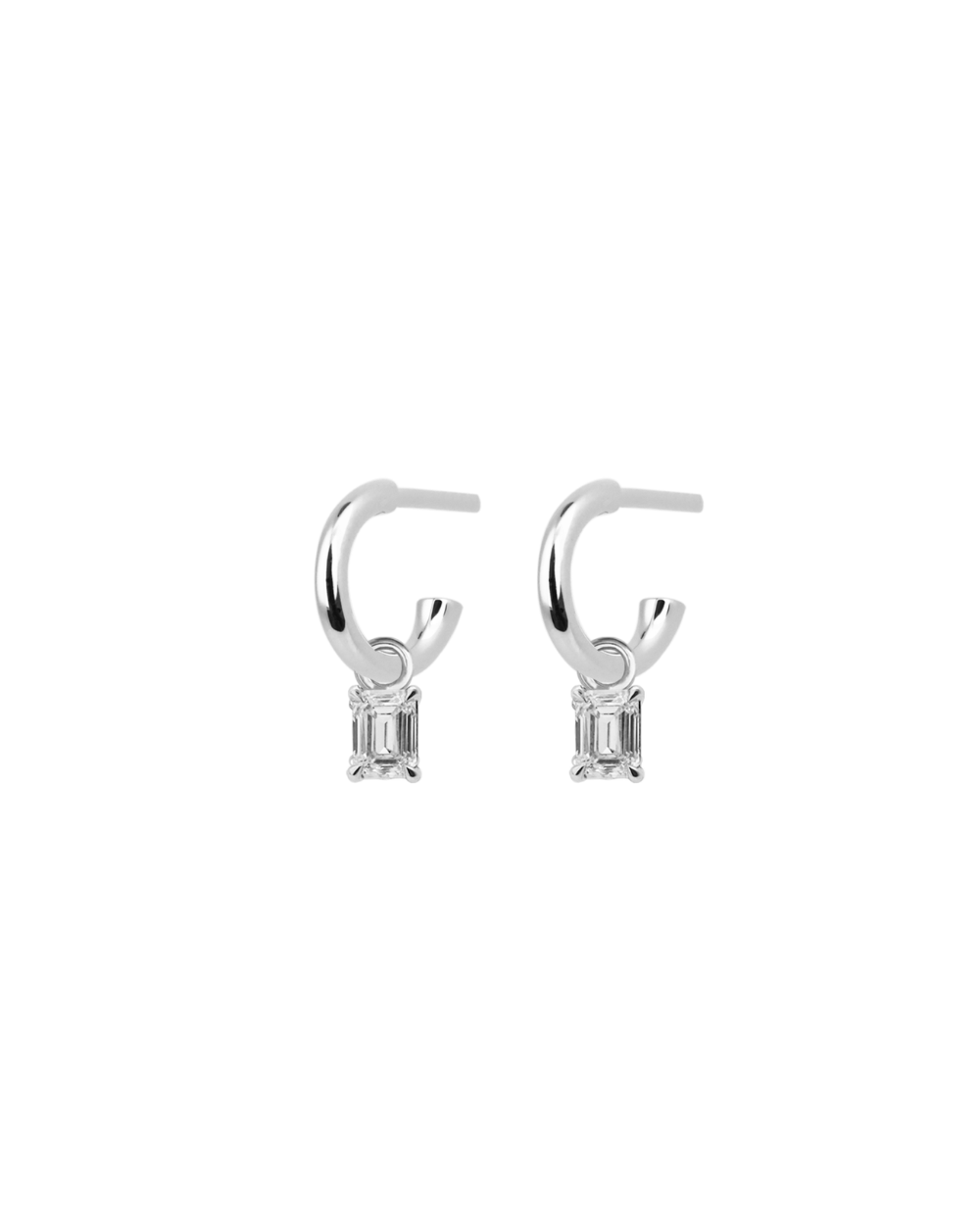 Emerald Diamond Charmed Hoop Earrings