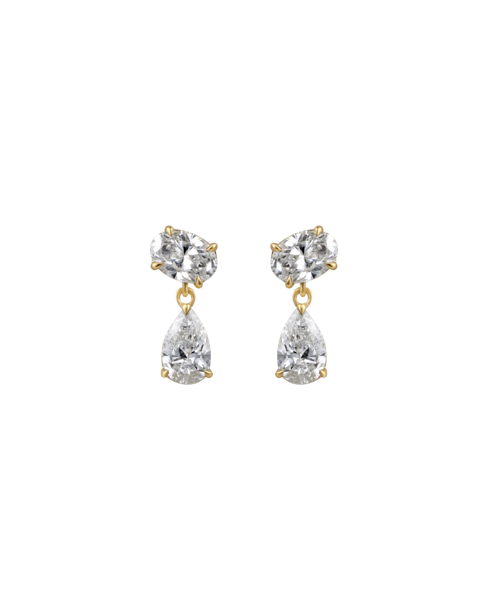 Luna Oval and Pear Diamond Drop Earrings - Main Image