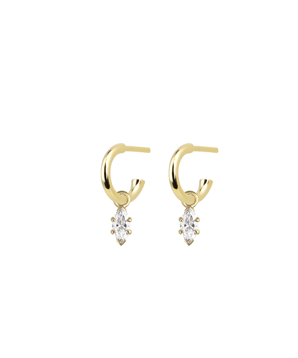 Marquise Diamond Charmed Hoop Earrings