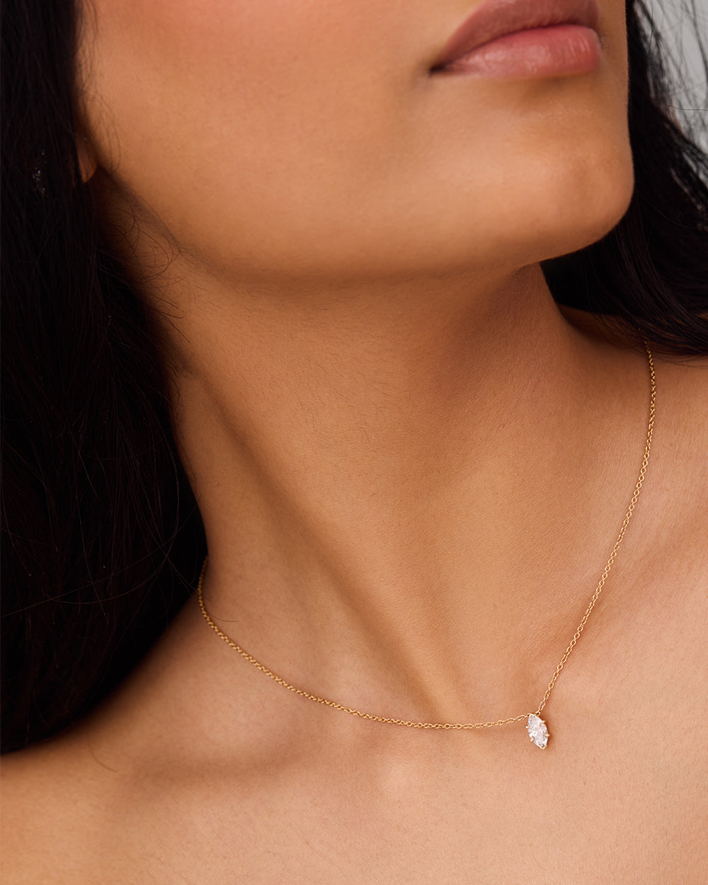 Marquise Solitaire Diamond Necklace