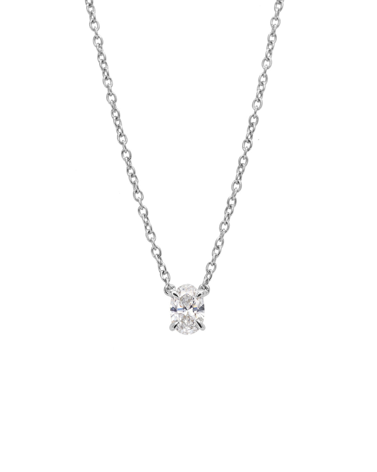 Oval Solitaire Diamond Necklace