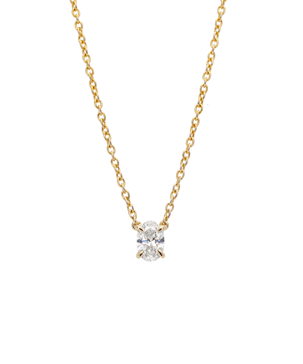 Oval Solitaire Diamond Necklace