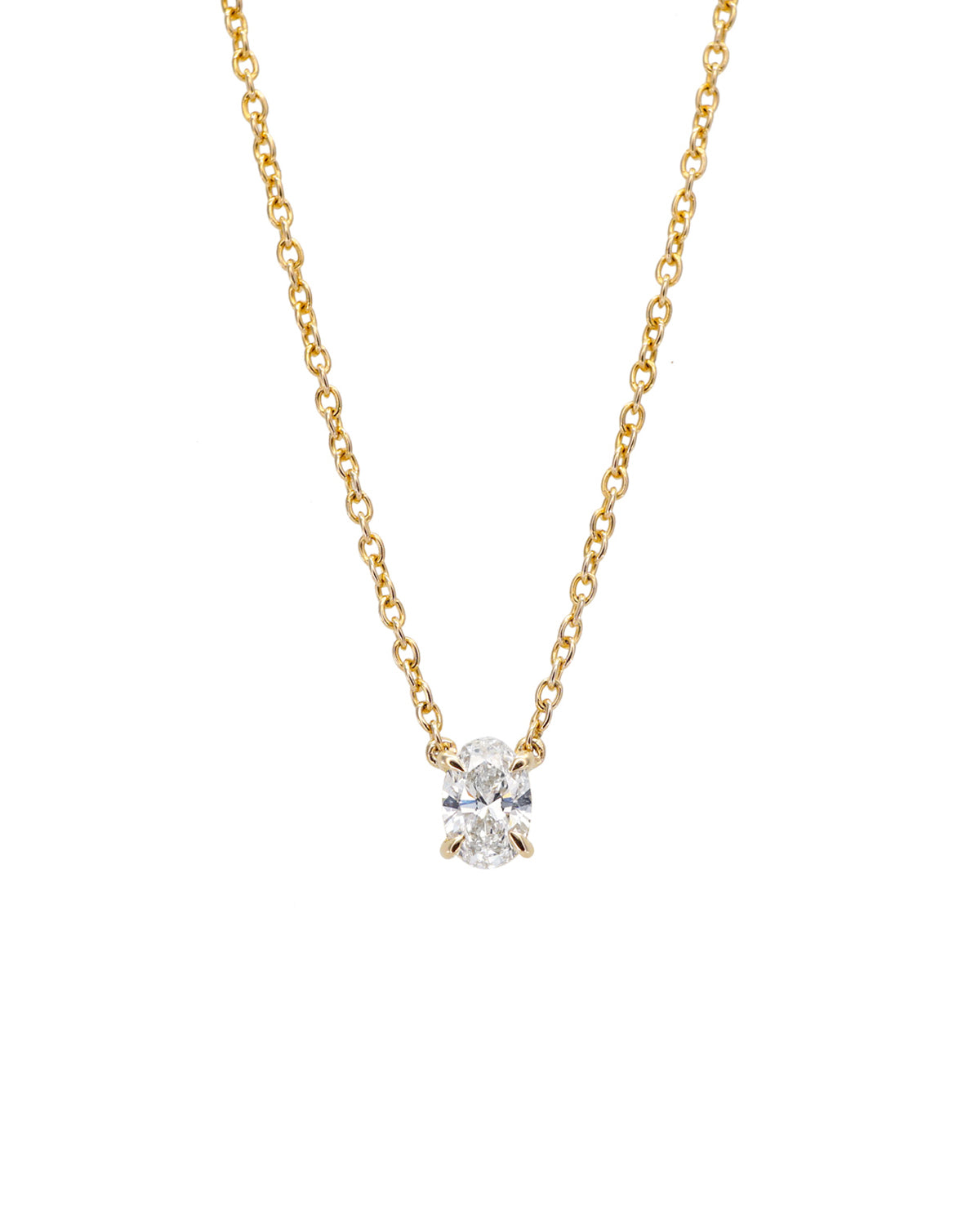 Oval Solitaire Diamond Necklace