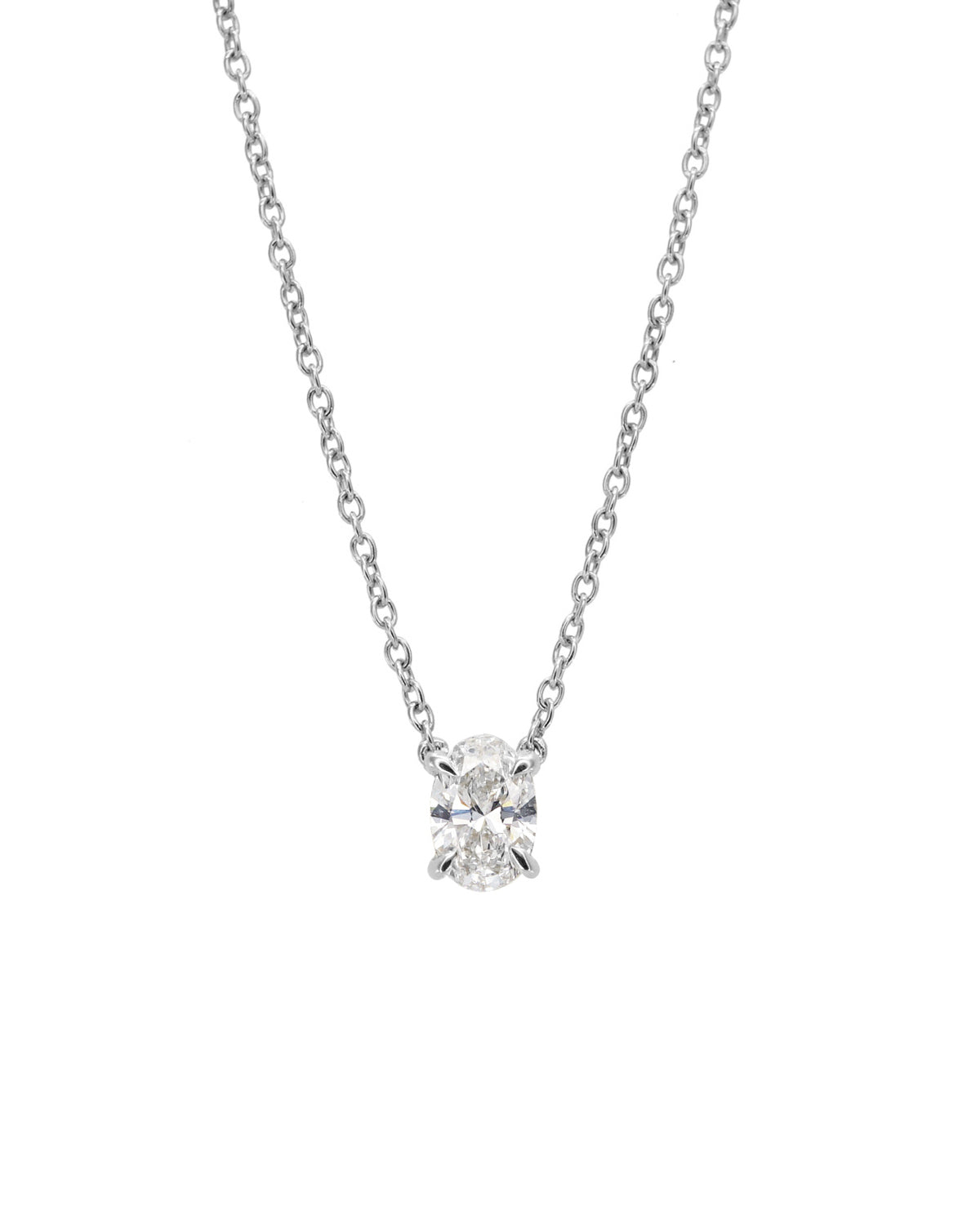 Oval Solitaire Diamond Necklace - 0.50ct