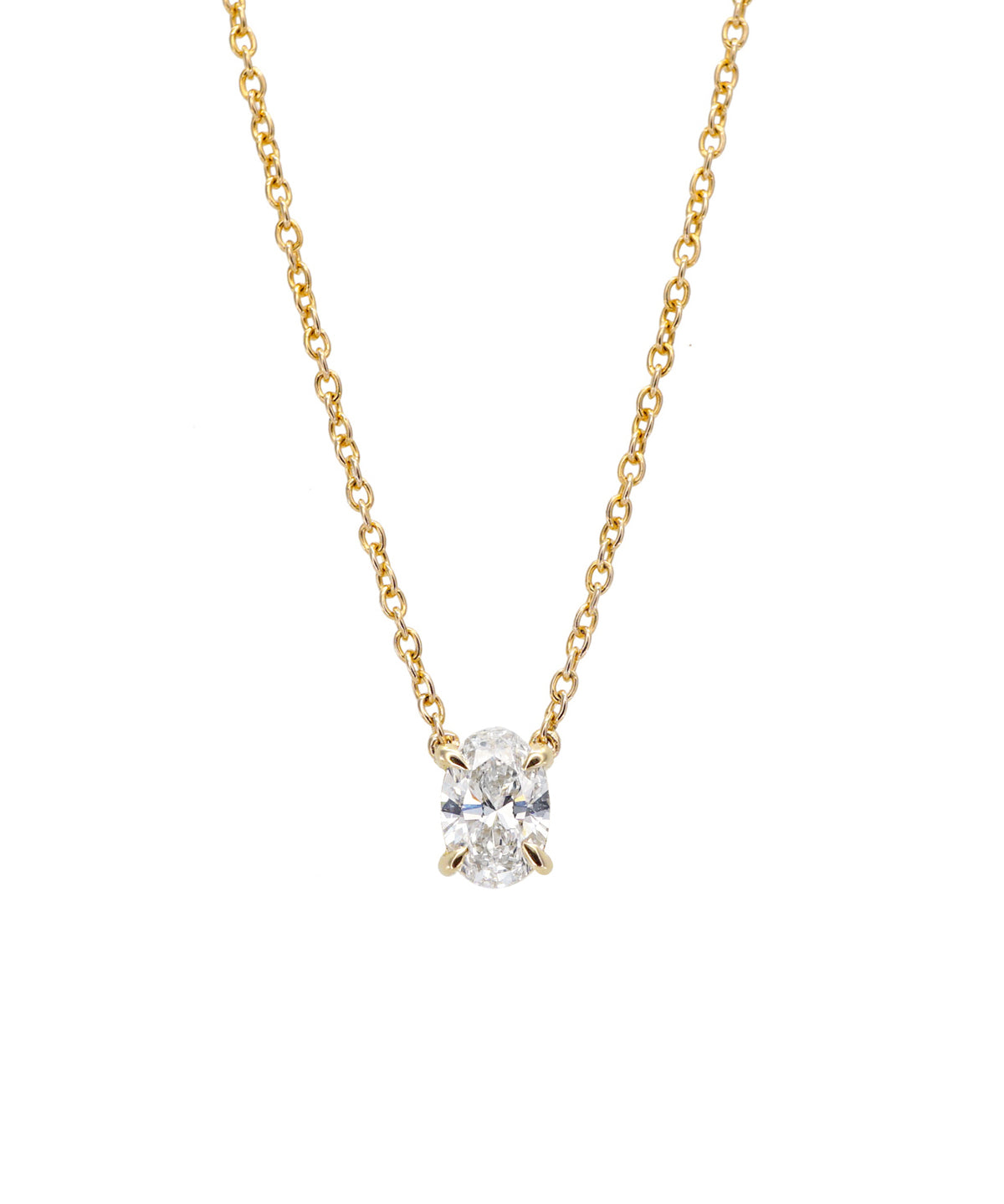 Oval Solitaire Diamond Necklace - 0.50ct