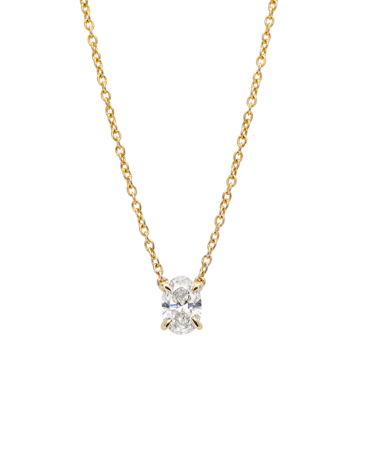 Oval Solitaire Diamond Necklace - 0.50ct