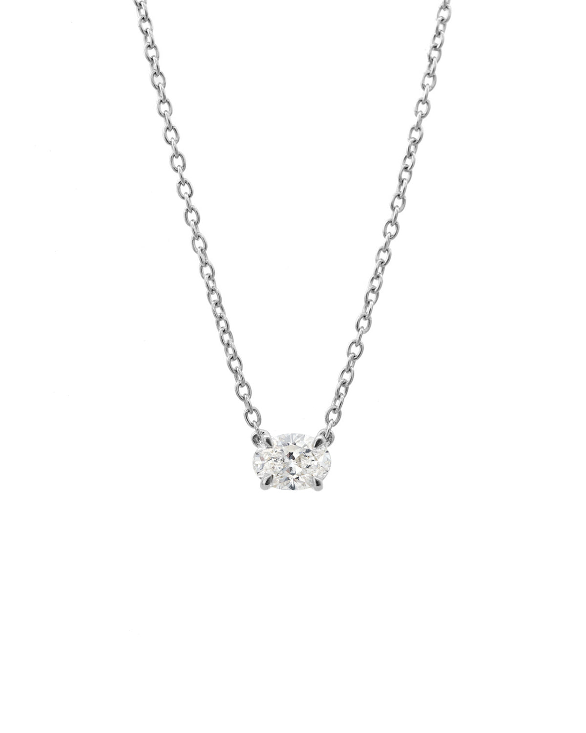 East-West Oval Solitaire Diamond Necklace