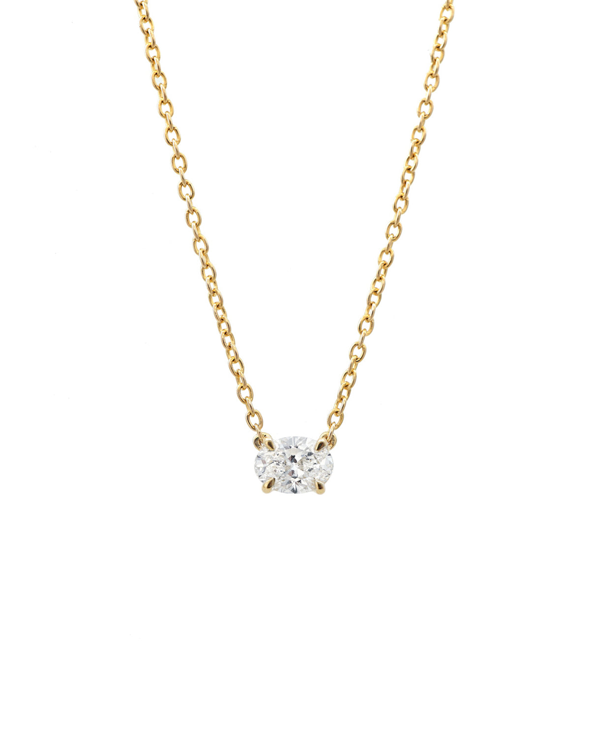 East-West Oval Solitaire Diamond Necklace