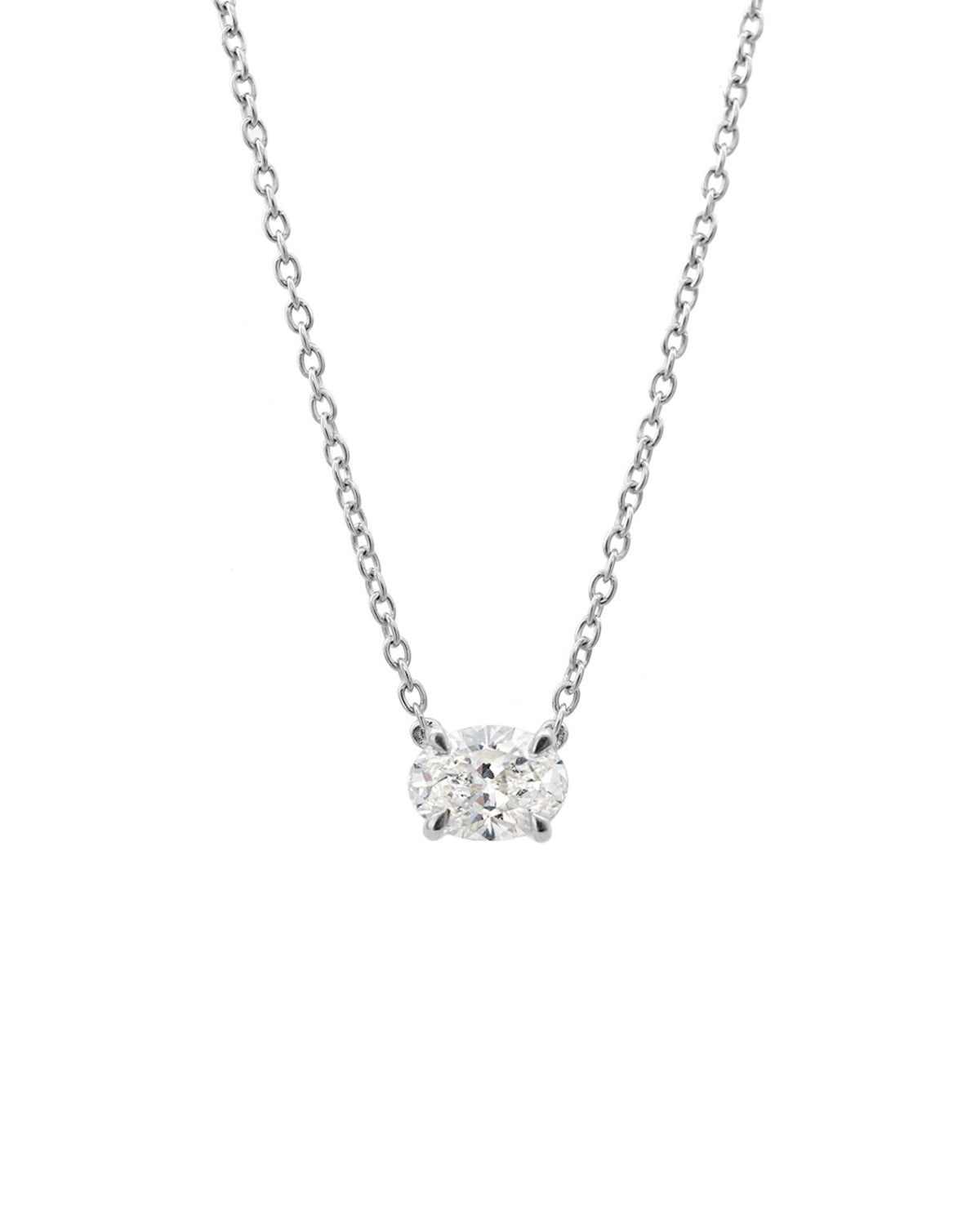 East-West Oval Solitaire Diamond Necklace - 0.50ct