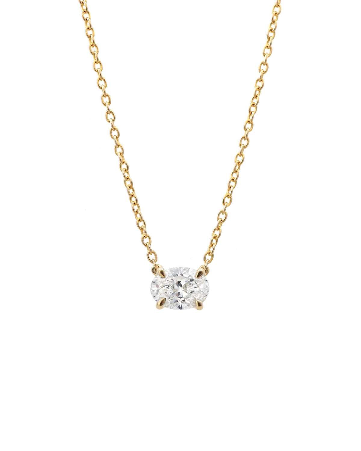 East-West Oval Solitaire Diamond Necklace - 0.50ct