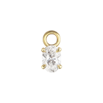 Oval Diamond Charmed Hoop Earrings