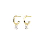 Oval Diamond Charmed Hoop Earrings