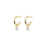 Oval Diamond Charmed Hoop Earrings