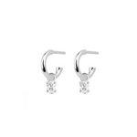 Oval Diamond Charmed Hoop Earrings