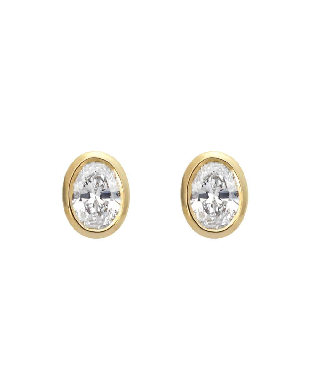 Oval Diamond Earrings - Bezel