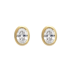 Oval Diamond Earrings - Bezel