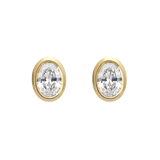 Oval Diamond Earrings - Bezel