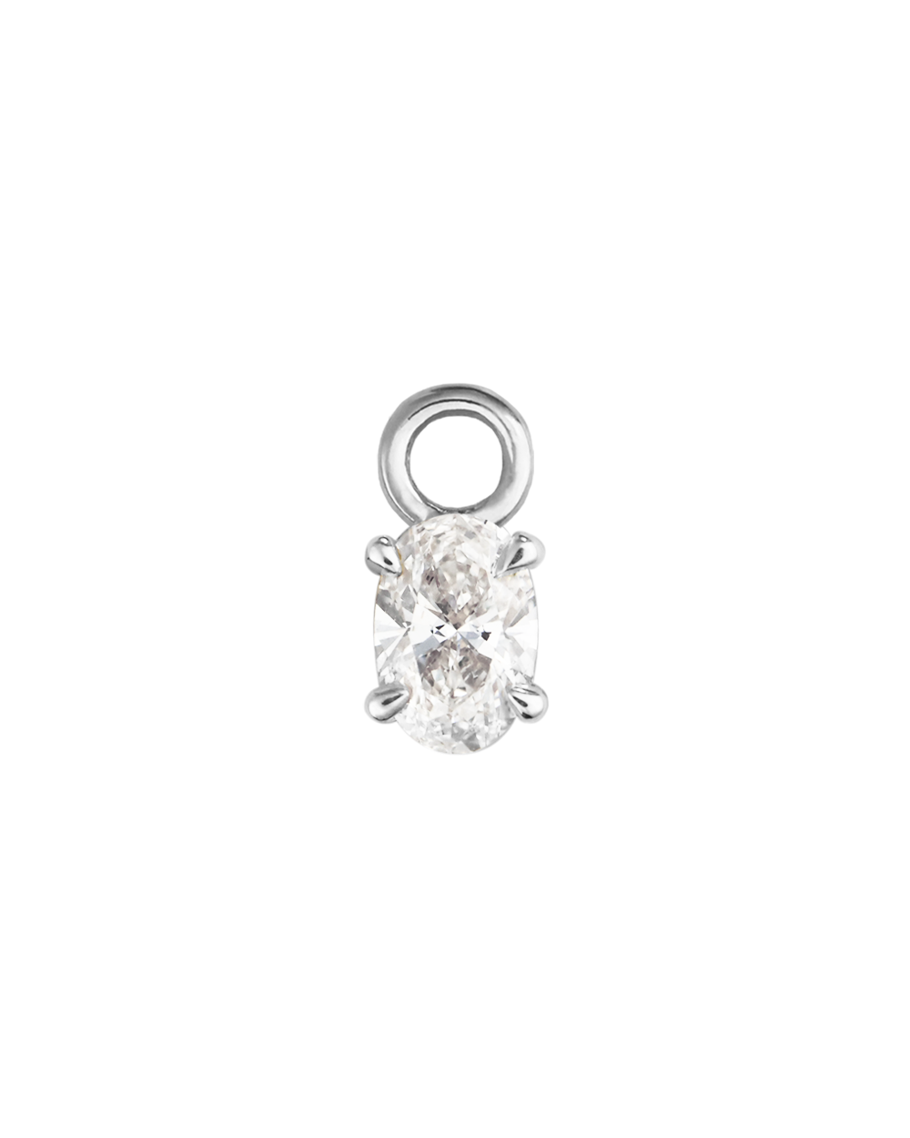 Oval Diamond Charmed Hoop Earrings
