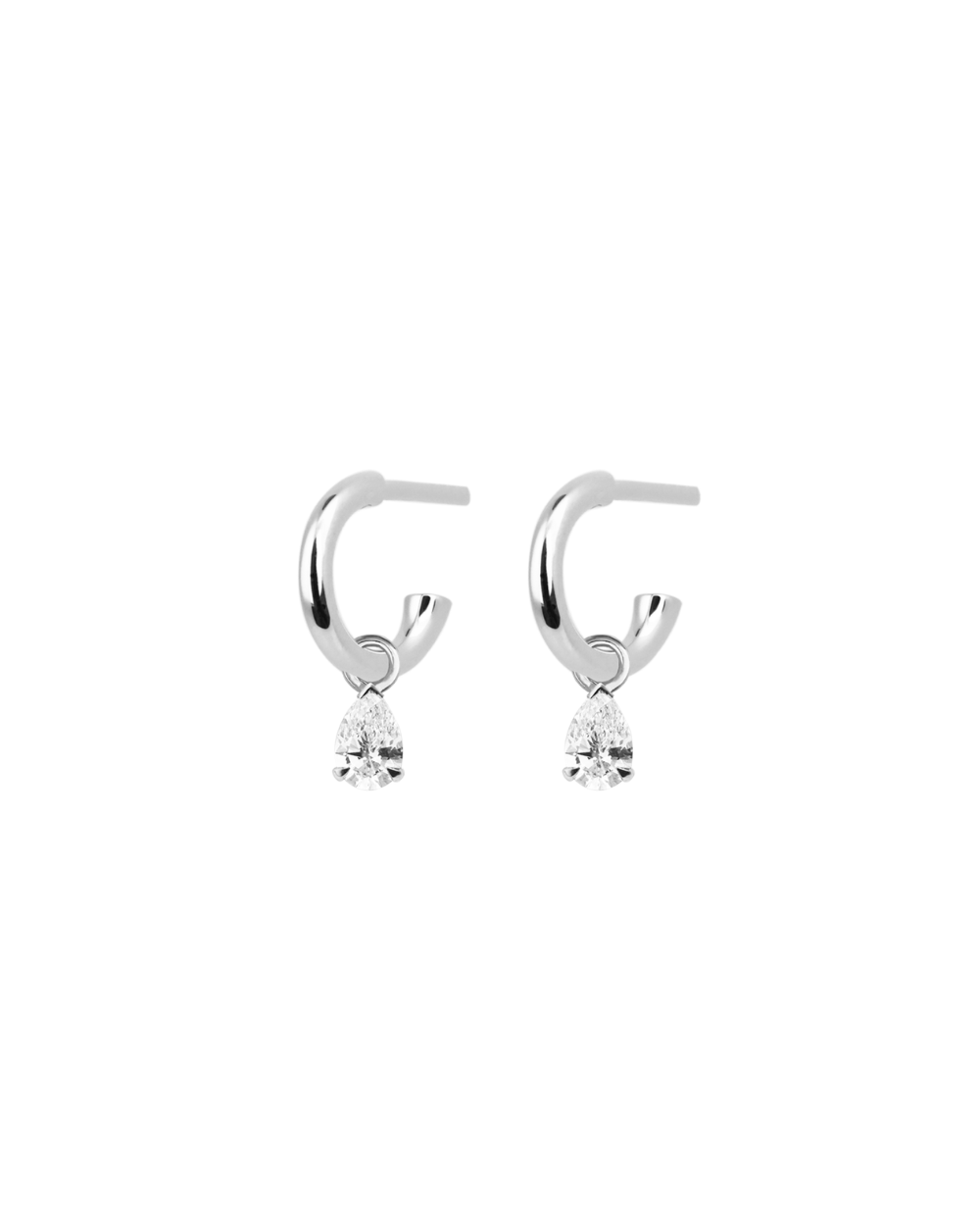 Pear Diamond Charmed Hoop Earrings